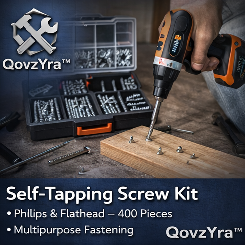 QovzYra™ Self-Tapping Screw Kit – 400 Pieces, Phillips & Flathead, Multipurpose