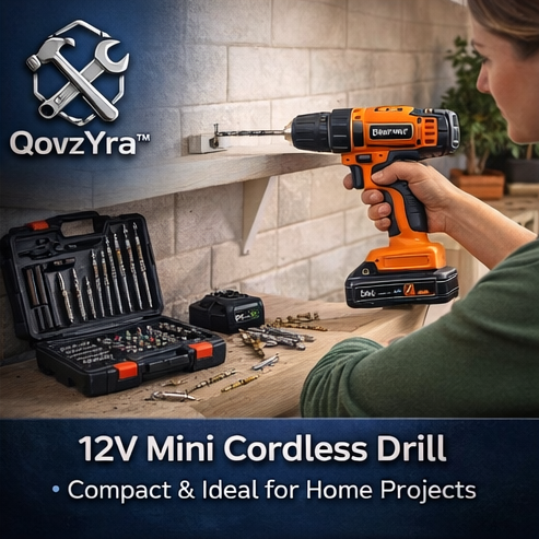QovzYra™ 12V Mini Cordless Drill – Portable, Rechargeable, Home DIY Drill Kit